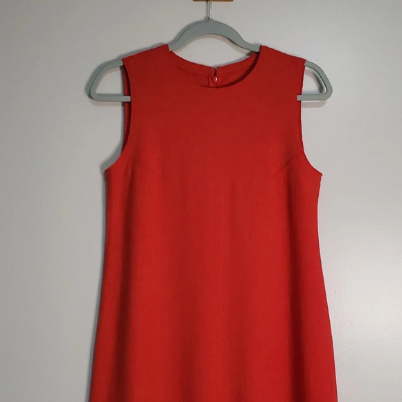 Eileen Fisher 100% Wool Lantern Dress XXS/XS Sleeveless Red Orange Quiet Luxury - Picture 2 of 11
